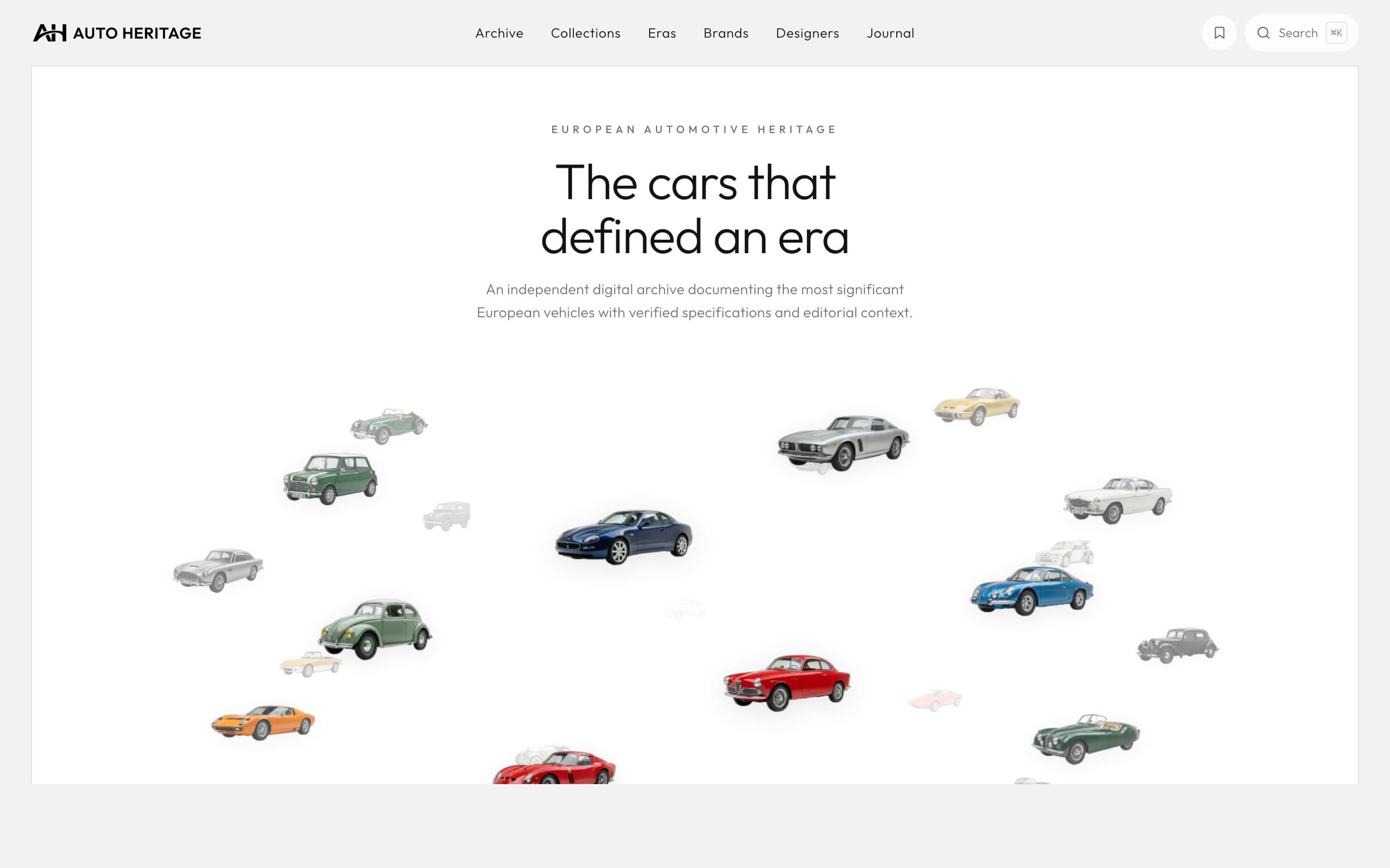Auto Heritage homepage screenshot