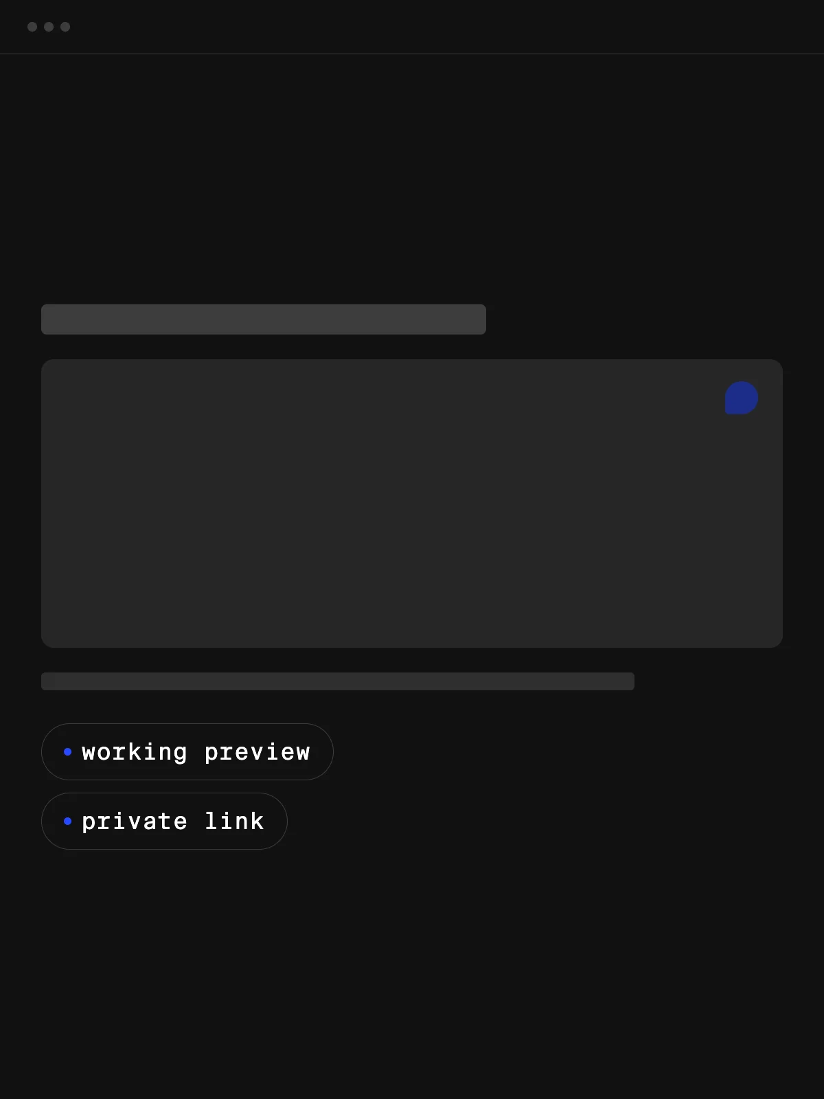 A working preview on a private link, open for comments