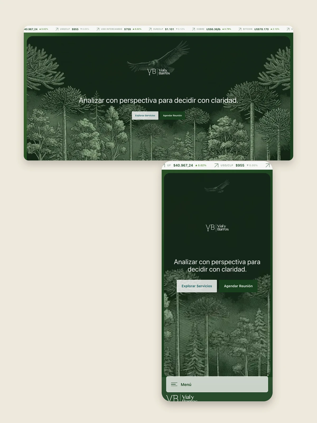 VyB Capital desktop and mobile homepage