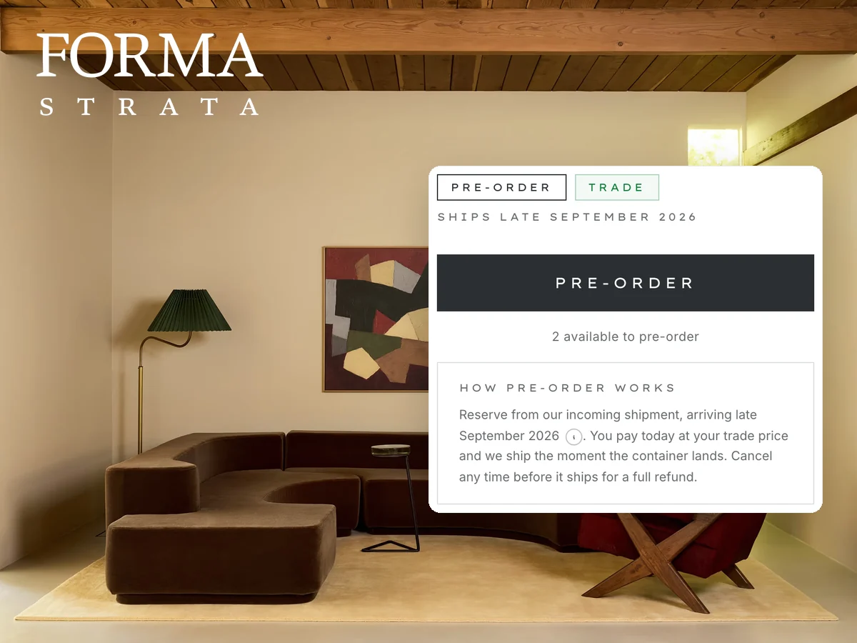 Forma Strata room with its live pre-order interface