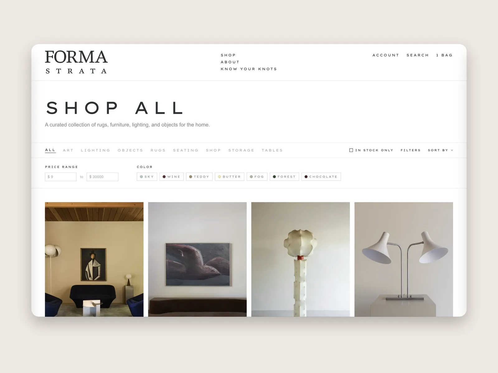 Forma Strata storefront on a brand backdrop