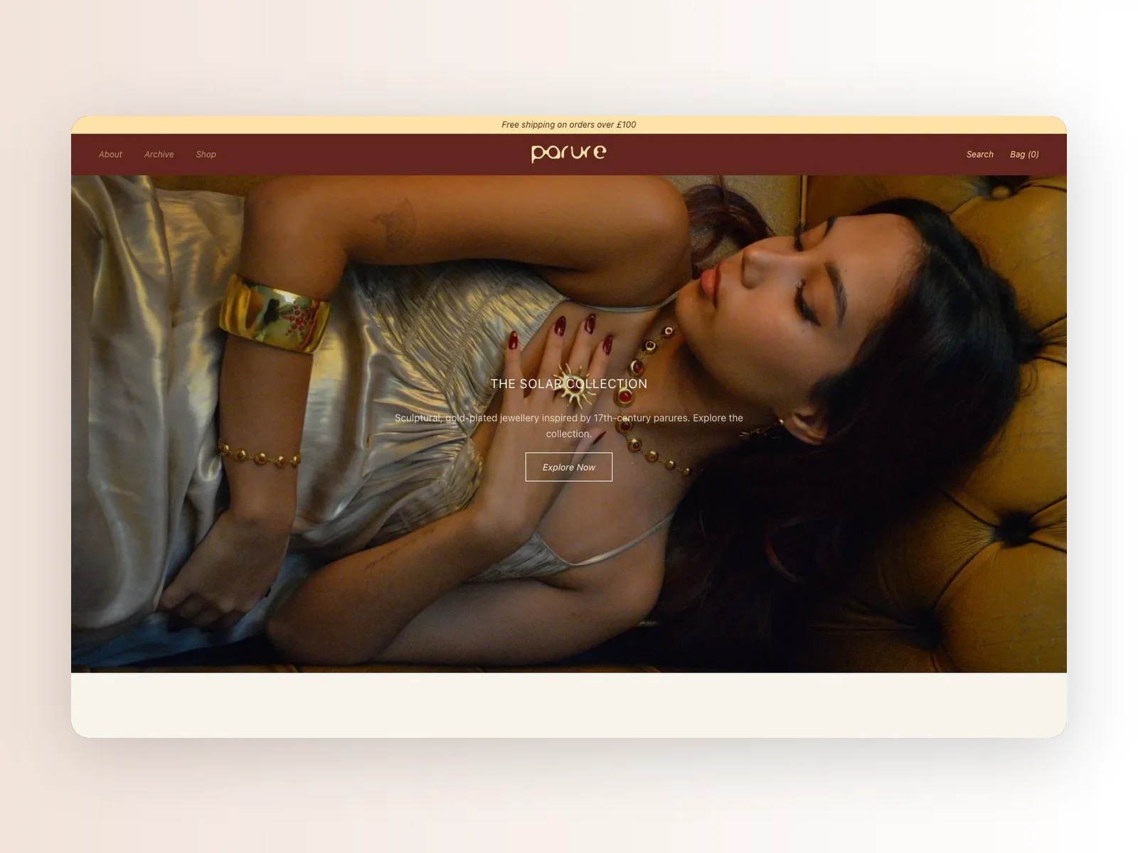 Parure London storefront on a laptop